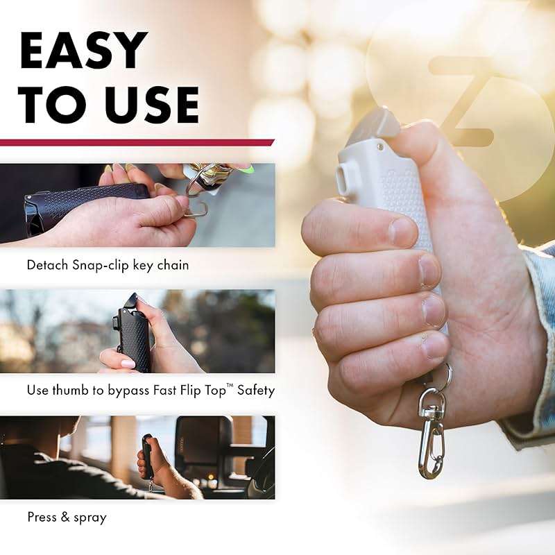 SABRE Safe Escape 3-in-1 Pepper Gel with Seat Belt Cutter & Window Breaker, Maximum Strength Pepper Spray, 3X Longer Spray Time - Up to 10 Seconds, 0.54 fl oz, Snap-Clip Keychain, Fast Flip Top Safety - Image 5