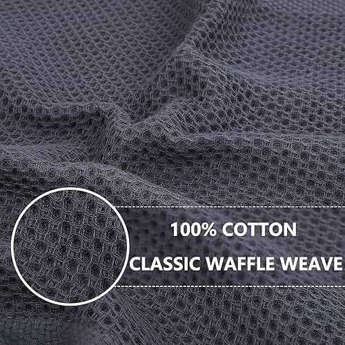 Homaxy 100% Cotton Waffle Weave Kitchen Dish Cloths, Ultra Soft Absorbent Quick Drying Dish Towels, 12 x 12 Inches, 6-Pack, Dark Grey - Image 4