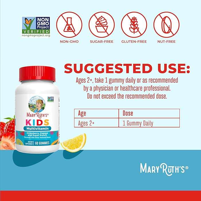 MARYRUTH'S Kids Vitamins Multivitamin Sugar Free | 2 Month Supply | Kids Multivitamin Gummies | Multivitamin for Kids | Vitamin D | Vitamin C | Zinc | Vegan | Non-GMO | Gluten Free | 60 Count - Image 3