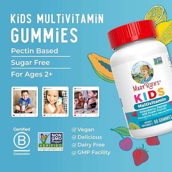 MARYRUTH'S Kids Vitamins Multivitamin Sugar Free | 2 Month Supply | Kids Multivitamin Gummies | Multivitamin for Kids | Vitamin D | Vitamin C | Zinc | Vegan | Non-GMO | Gluten Free | 60 Count - Image 8