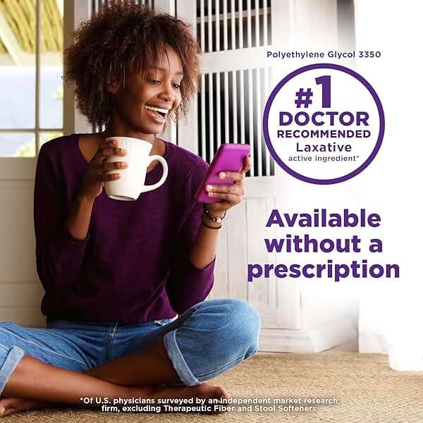 Amazon Basic Care ClearLax Polyethylene Glycol 3350 Powder for Solution, Osmotic Laxative, Softens Stool, Relieves Occasional Constipation, Unflavored, Grit-Free, Sugar-Free, 0.5 oz (Pack of 100) - Image 5