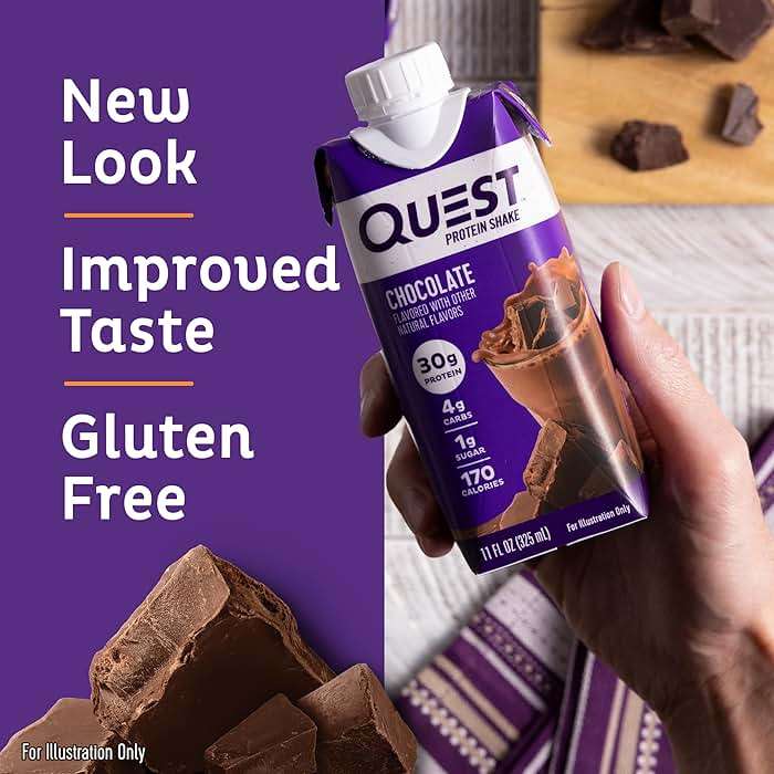 Quest Nutrition Ready To Drink Chocolate Protein Shake, 30g Protein, 4g Net Carbs, Gluten Free, Keto Friendly, 11 fl oz - Pack of 12 - Image 5