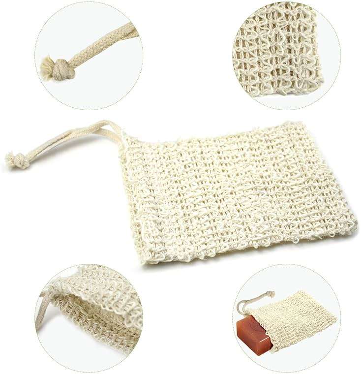 E-Know Soap Bag, 5 Pack Natural Sisal Soap Saver, Zero Waste Plastic-Free Soap Net, Foaming and Drying The Soap, Massage, Peeling - Image 2