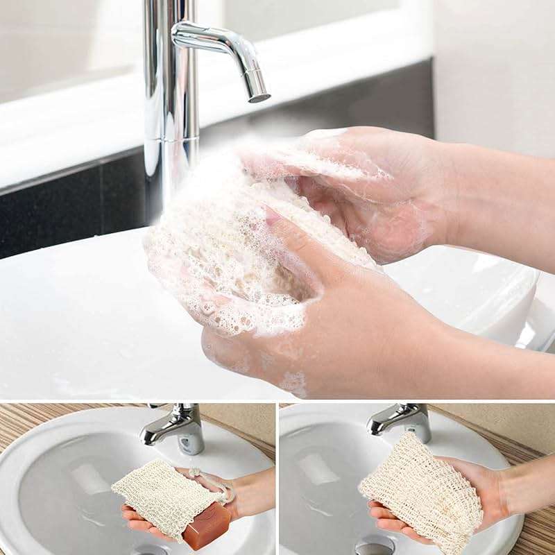 E-Know Soap Bag, 5 Pack Natural Sisal Soap Saver, Zero Waste Plastic-Free Soap Net, Foaming and Drying The Soap, Massage, Peeling - Image 5