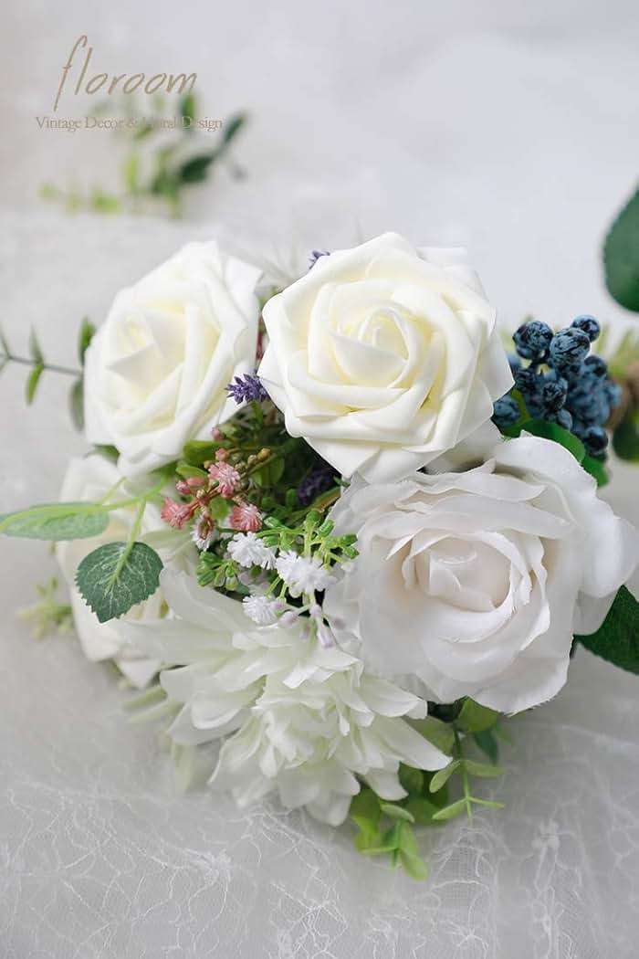 Floroom Artificial Flowers 25pcs Real Looking Ivory Foam Fake Roses with Stems for DIY Wedding Bouquets White Bridal Shower Centerpieces Arrangements Party Tables Decorations - Image 3
