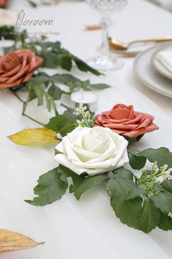 Floroom Artificial Flowers 25pcs Real Looking Ivory Foam Fake Roses with Stems for DIY Wedding Bouquets White Bridal Shower Centerpieces Arrangements Party Tables Decorations - Image 4