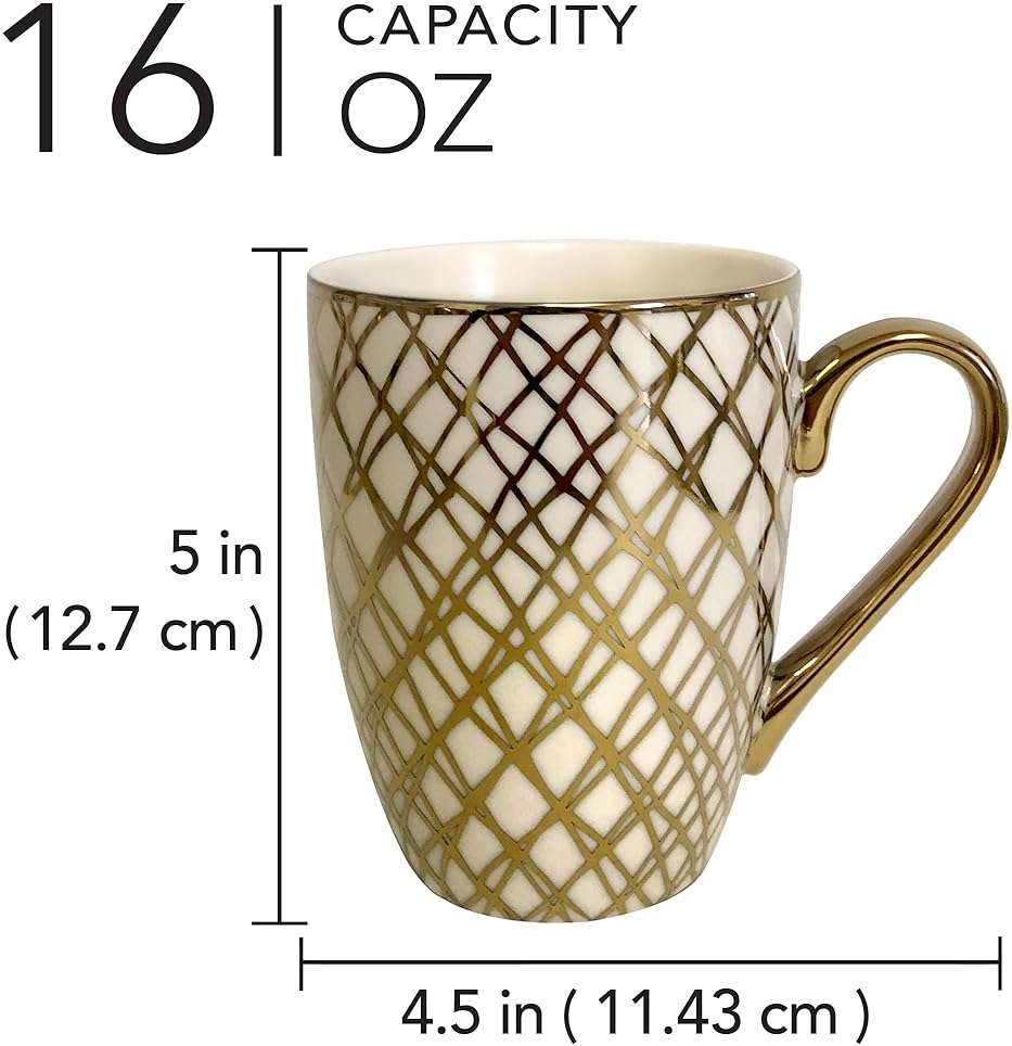 Matrix Gold Porcelain Coffee & Tea Mug Set – Premium Fine Porcelain with Elegant Gold-Plated Finish, Luxury Drinkware for Everyday Dining, Entertaining & Special Occasions - Image 3