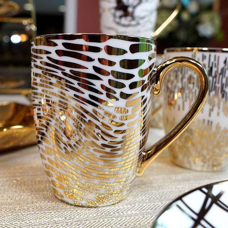 Matrix Gold Porcelain Coffee & Tea Mug Set – Premium Fine Porcelain with Elegant Gold-Plated Finish, Luxury Drinkware for Everyday Dining, Entertaining & Special Occasions - Image 6