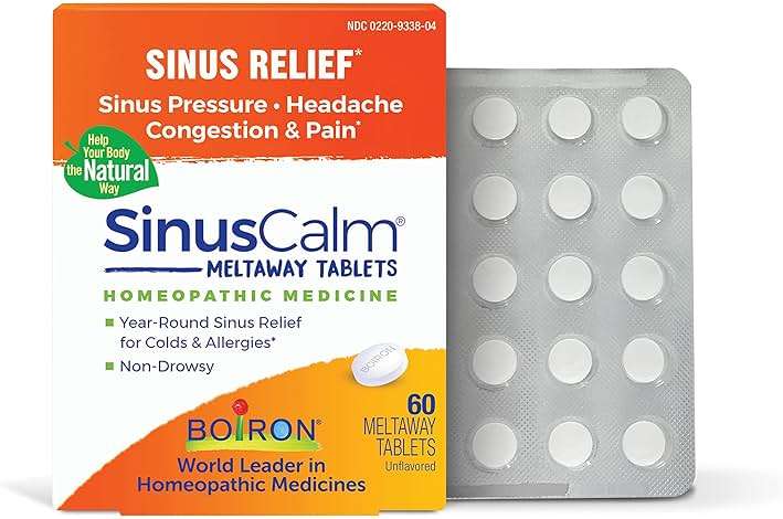 Boiron SinusCalm Tablets for Sinus Pain Relief, Runny Nose, Congestion, Sinus Pressure, Headache - 60 Count - Image 1