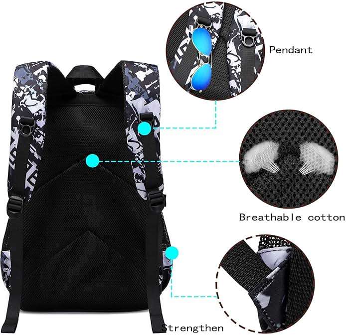 Asge Backpack for School Boys Backpacks for Kids Camo Bookbag for Middle School Bags Waterproof Travel Back Pack - Image 7