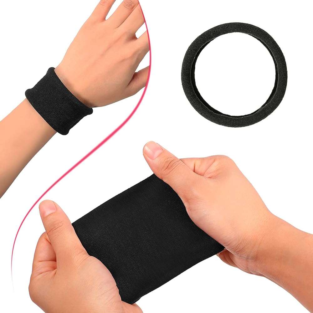 EBOOT 20 Pieces Large Cotton Stretch Hair Ties Bands Rope Ponytail Holders Headband for Thick Heavy or Curly Hair, 6.5 cm in Diameter (Black) - Image 4