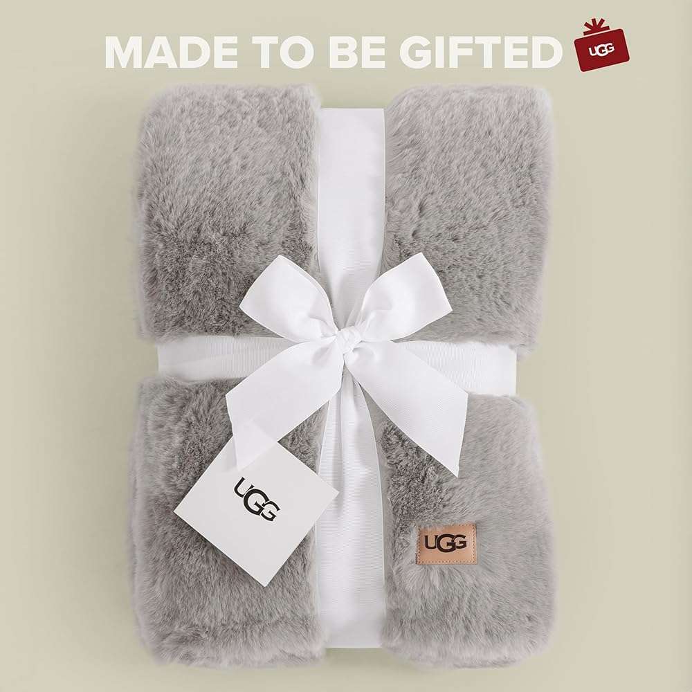 UGG Euphoria Faux Fur Throw Blanket, Oversized Warm Throw for Couch or Chair, Luxury Bedroom Decor, Cozy Soft Blankets, Machine Washable, 50-inch x 70-inch, Seal Grey - Image 4