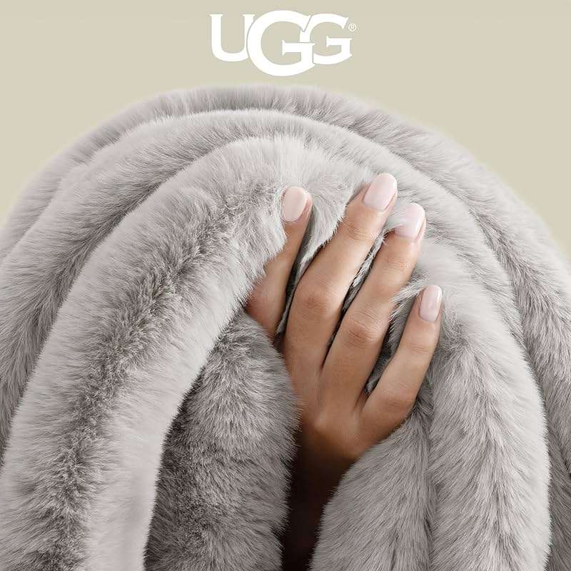 UGG Euphoria Faux Fur Throw Blanket, Oversized Warm Throw for Couch or Chair, Luxury Bedroom Decor, Cozy Soft Blankets, Machine Washable, 50-inch x 70-inch, Seal Grey - Image 5