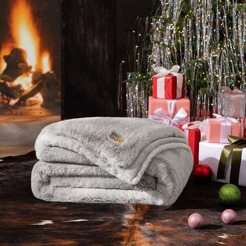 UGG Euphoria Faux Fur Throw Blanket, Oversized Warm Throw for Couch or Chair, Luxury Bedroom Decor, Cozy Soft Blankets, Machine Washable, 50-inch x 70-inch, Seal Grey - Image 6