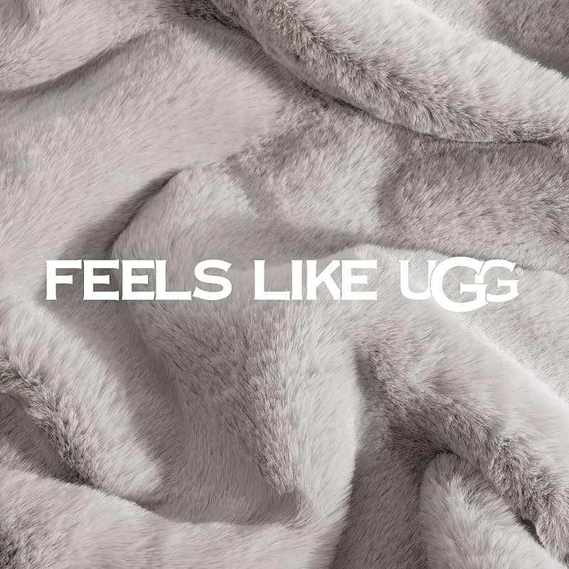 UGG Euphoria Faux Fur Throw Blanket, Oversized Warm Throw for Couch or Chair, Luxury Bedroom Decor, Cozy Soft Blankets, Machine Washable, 50-inch x 70-inch, Seal Grey - Image 8