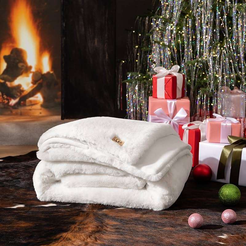 UGG Euphoria Faux Fur Throw Blanket, Warm Fluffy for Couch or Bed, Luxury Bedroom Decor, Blankets, Machine Washable, 50-inch x 70-inch, White Snow - Image 6