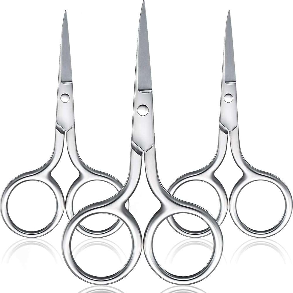 Mudder 3 Pack Small Nose Scissors Facial Hair Trimming Mini Beauty Stainless Steel Grooming Pointed Scissor for Grooming Eyebrows, Nose, Mustache, Beard - Image 1