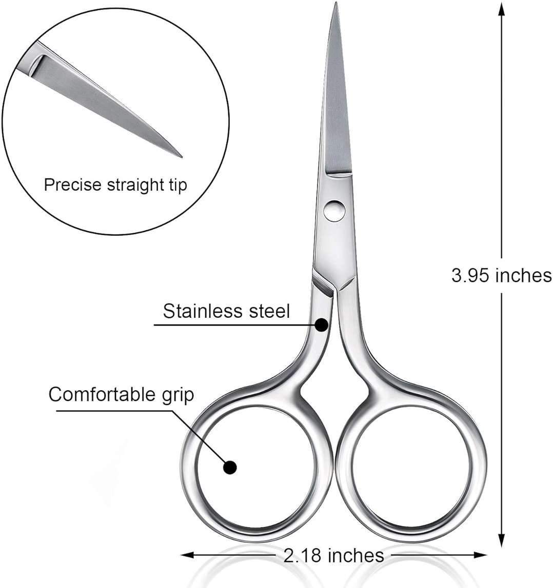 Mudder 3 Pack Small Nose Scissors Facial Hair Trimming Mini Beauty Stainless Steel Grooming Pointed Scissor for Grooming Eyebrows, Nose, Mustache, Beard - Image 3