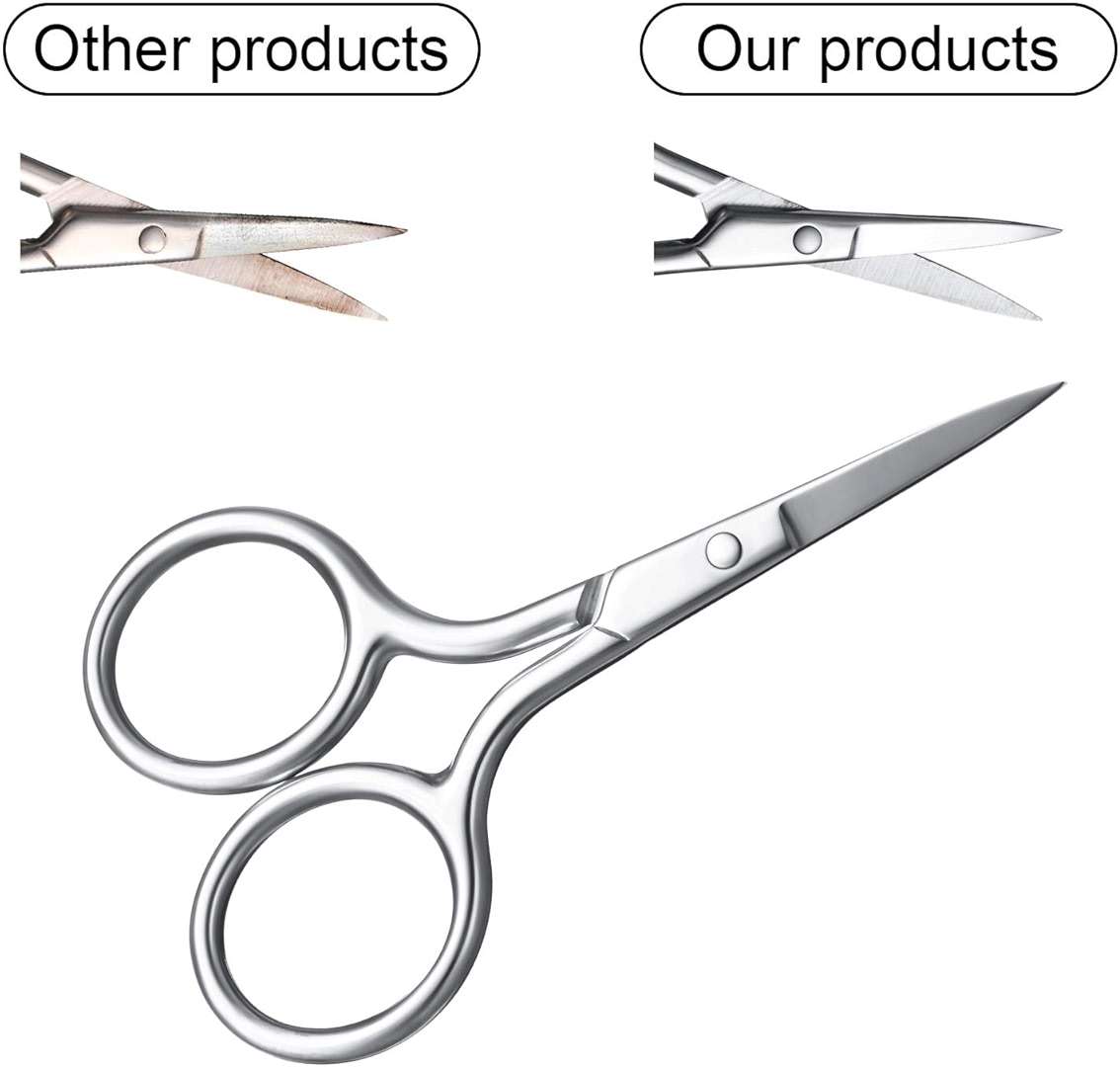 Mudder 3 Pack Small Nose Scissors Facial Hair Trimming Mini Beauty Stainless Steel Grooming Pointed Scissor for Grooming Eyebrows, Nose, Mustache, Beard - Image 6