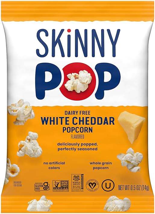 SkinnyPop Popcorn, Original and Dairy-Free White Cheddar Variety Pack, Whole Grain Snack, 0.5oz (40ct) - Image 7