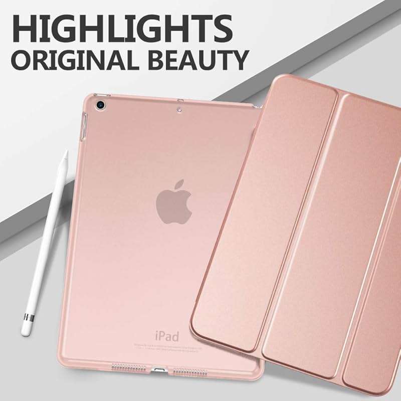 Moko Case for iPad 10.2 iPad 9th Generation 2021/ iPad 8th Generation 2020/ iPad 7th Generation 2019, Slim Stand Hard Back Shell Smart Cover Case for iPad 10.2 inch, Auto Wake/Sleep, Rose Gold - Image 9