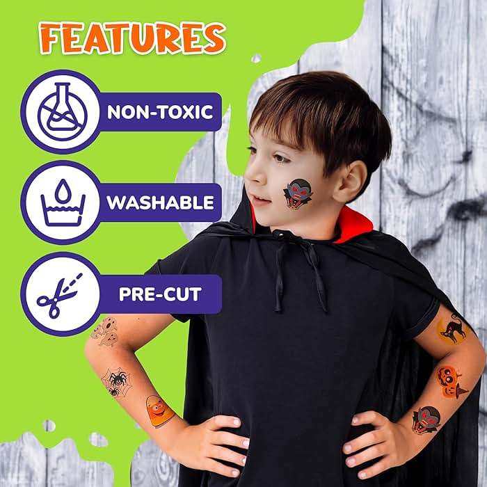 ArtCreativity Halloween Temporary Tattoos for Kids - Pack of 144-2 Inch Non-Toxic Tats Stickers for Boys and Girls, Best for Halloween Party Favors, Treats, Décor, Goodie Bags - 6 Assorted Designs - Image 5