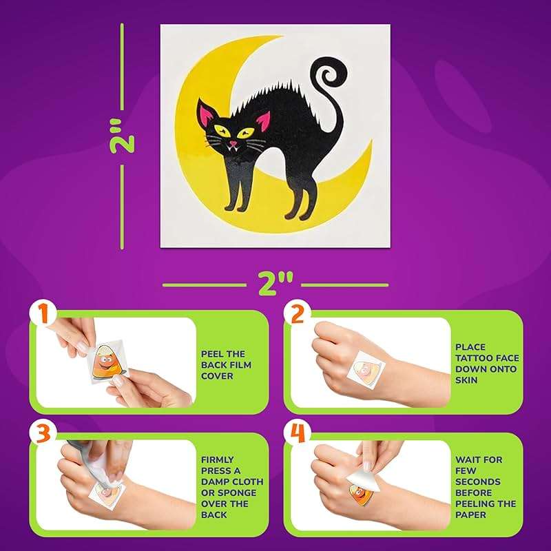 ArtCreativity Halloween Temporary Tattoos for Kids - Pack of 144-2 Inch Non-Toxic Tats Stickers for Boys and Girls, Best for Halloween Party Favors, Treats, Décor, Goodie Bags - 6 Assorted Designs - Image 6