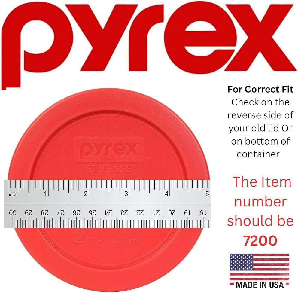 Pyrex 7200-PC 2-Cup Red Food Storage Replacement Lid (4-Pack) - Made in USA - Image 3