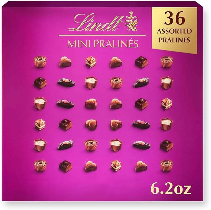 Lindt Mini Pralines, Assorted Chocolate Pralines with Premium Filling, Christmas Candy, 36 Count, 6.2 oz Box - Image 1