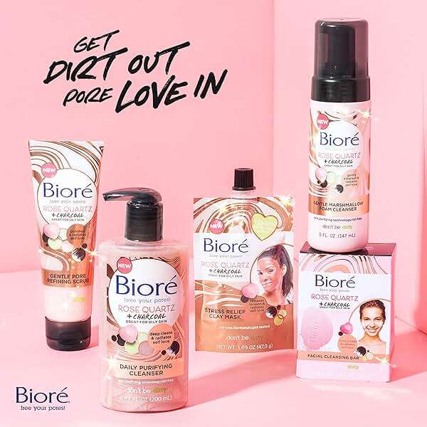 Bioré Rose Quartz + Charcoal Daily Purifying Cleanser, Oil Free Facial Cleanser Energizes Skin, Dermatologist Tested and Cruelty Free, 6.77 oz - Image 11