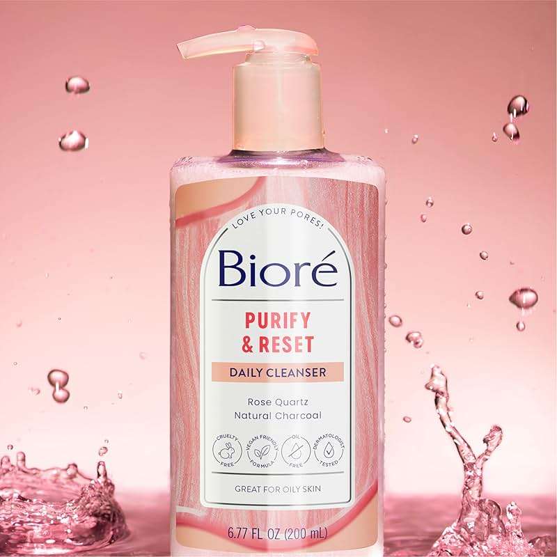 Bioré Rose Quartz + Charcoal Daily Purifying Cleanser, Oil Free Facial Cleanser Energizes Skin, Dermatologist Tested and Cruelty Free, 6.77 oz - Image 10
