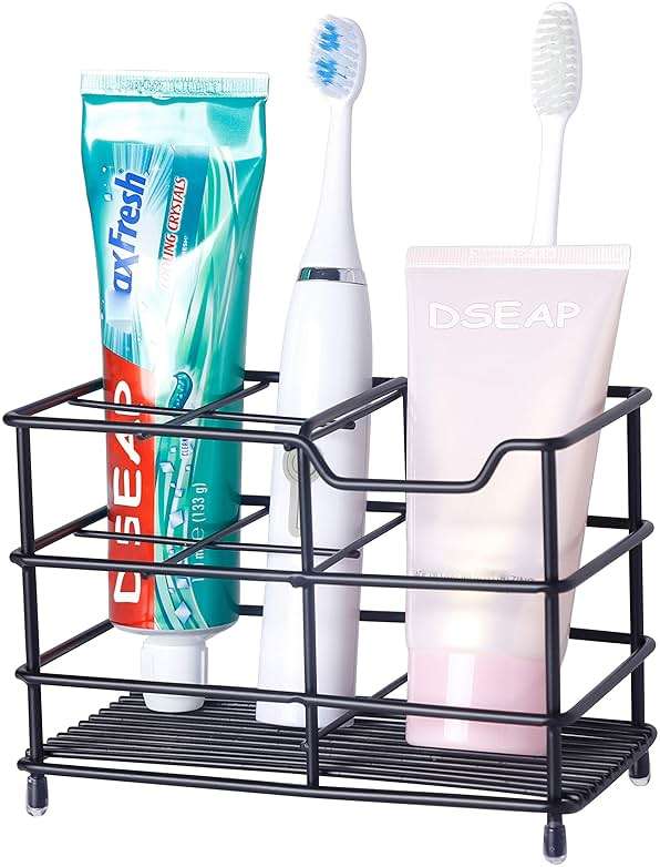 Dseap Toothbrush Holder, Electric Toothbrush Holder - Stainless Steel Tooth Brush Holders, Toothpaste Holder Organizer Stand Caddy for Bathroom, Black, 2Packs - Image 5