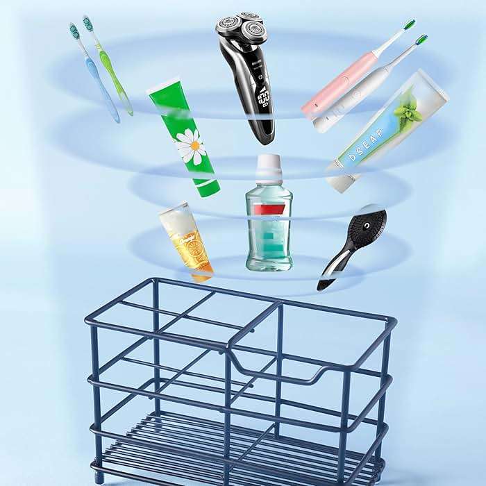 Dseap Toothbrush Holder, Electric Toothbrush Holder - Stainless Steel Tooth Brush Holders, Toothpaste Holder Organizer Stand Caddy for Bathroom, Black, 2Packs - Image 8