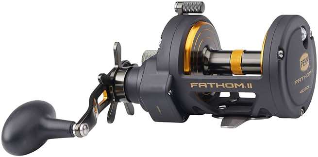 Penn Fathom II Star Drag Reel, Size 40 Fishing Reel, Right Handle Position, Black Gold - Image 2
