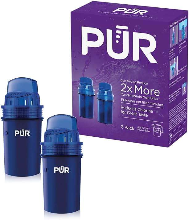 PUR Water Pitcher & Dispenser Filter Replacement 2-Pack, Genuine PUR Water Filters for Pitchers, 2-in-1 Powerful Filtration and Faster Filtration, 4-Month Value, Blue (PPF900Z2) - Image 1