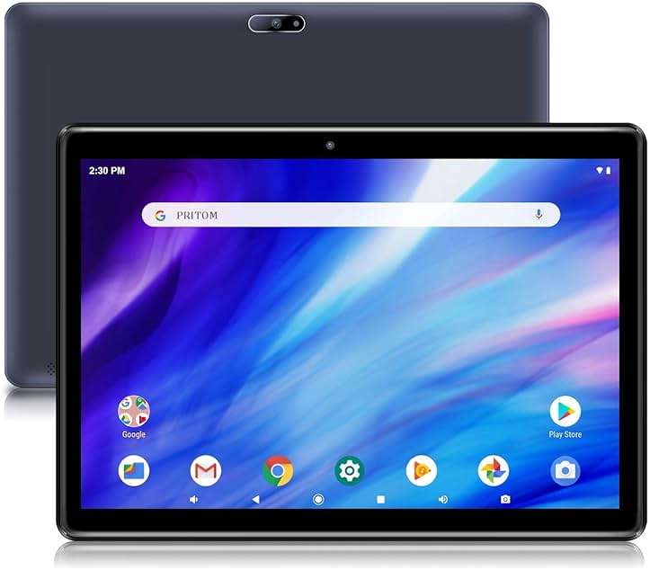 PRITOM Tablet 10 inch, 64GB, Tablet Android, HD IPS Screen, Dual Camera, WiFi, Bluetooth, Tablets with 6000mAh Battery, Touch10 Tab GMS Certified (Black) - Image 1