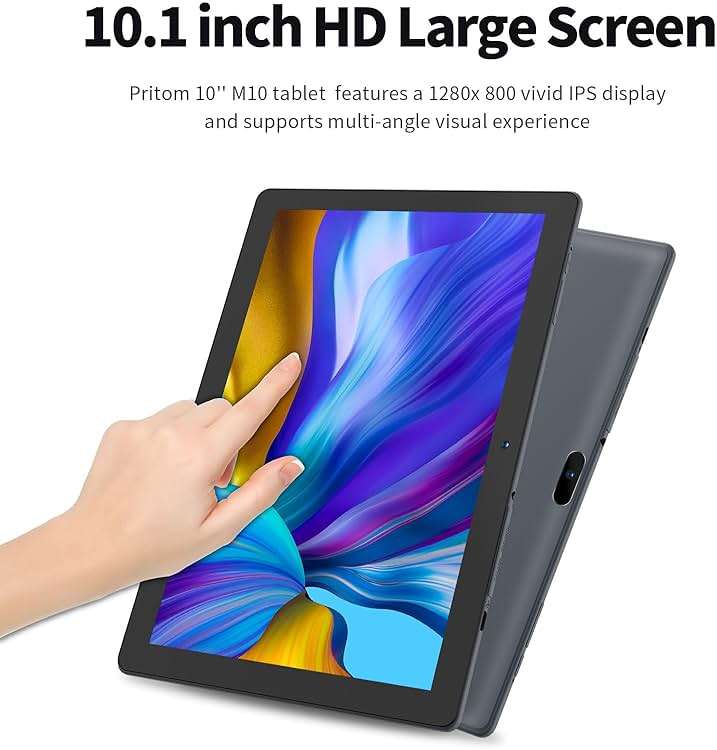 PRITOM Tablet 10 inch, 64GB, Tablet Android, HD IPS Screen, Dual Camera, WiFi, Bluetooth, Tablets with 6000mAh Battery, Touch10 Tab GMS Certified (Black) - Image 3