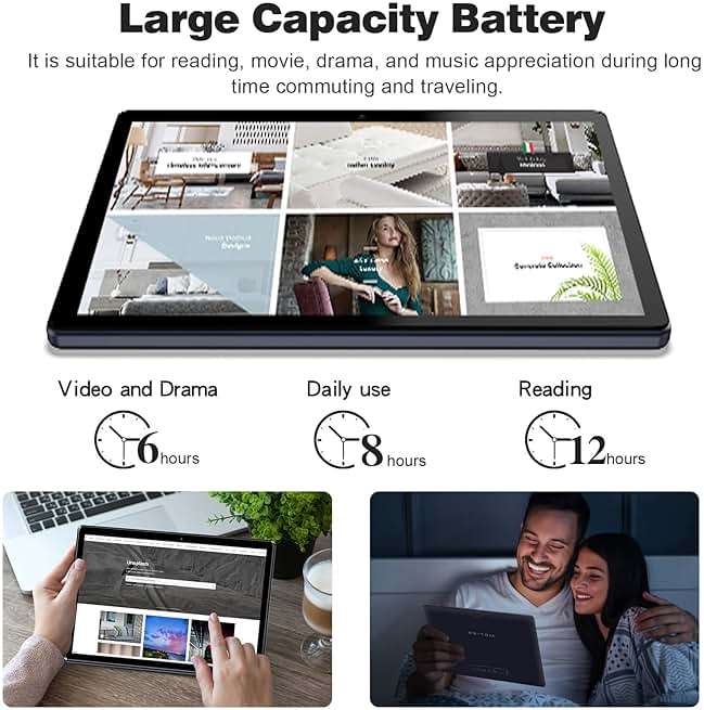 PRITOM Tablet 10 inch, 64GB, Tablet Android, HD IPS Screen, Dual Camera, WiFi, Bluetooth, Tablets with 6000mAh Battery, Touch10 Tab GMS Certified (Black) - Image 4