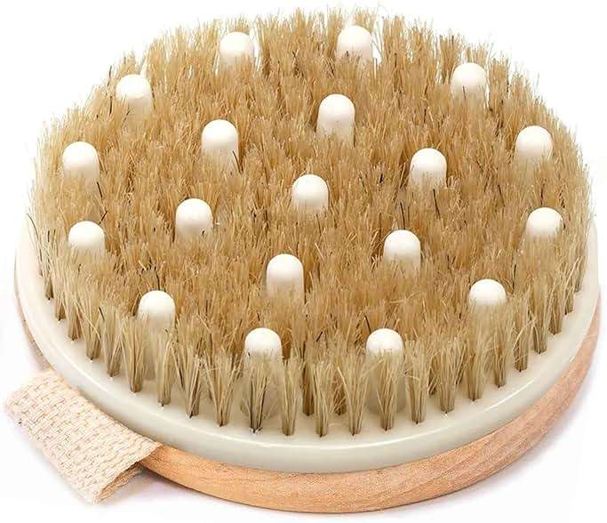 Dry Brushing Body Brush for Lymphatic Drainage & Cellulite - Natural Brustles for Wet and Dry Brushing, Body Exfoliating Brush with Massage Nodes for Soft & Smooth Skin - Image 1