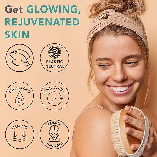 Dry Brushing Body Brush for Lymphatic Drainage & Cellulite - Natural Brustles for Wet and Dry Brushing, Body Exfoliating Brush with Massage Nodes for Soft & Smooth Skin - Image 2