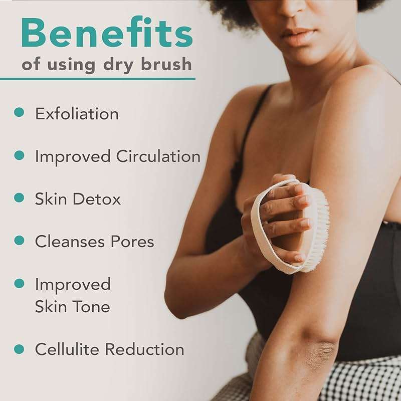 Dry Brushing Body Brush for Lymphatic Drainage & Cellulite - Natural Brustles for Wet and Dry Brushing, Body Exfoliating Brush with Massage Nodes for Soft & Smooth Skin - Image 4