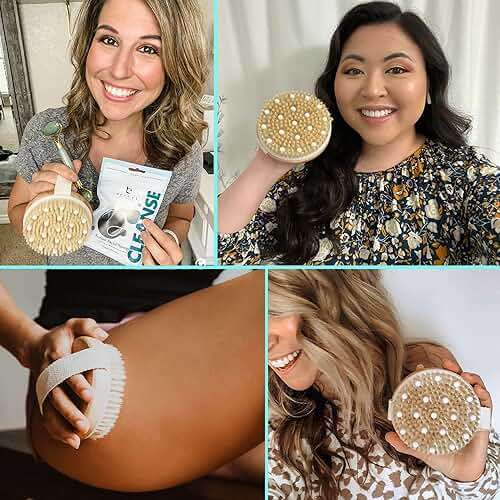 Dry Brushing Body Brush for Lymphatic Drainage & Cellulite - Natural Brustles for Wet and Dry Brushing, Body Exfoliating Brush with Massage Nodes for Soft & Smooth Skin - Image 5