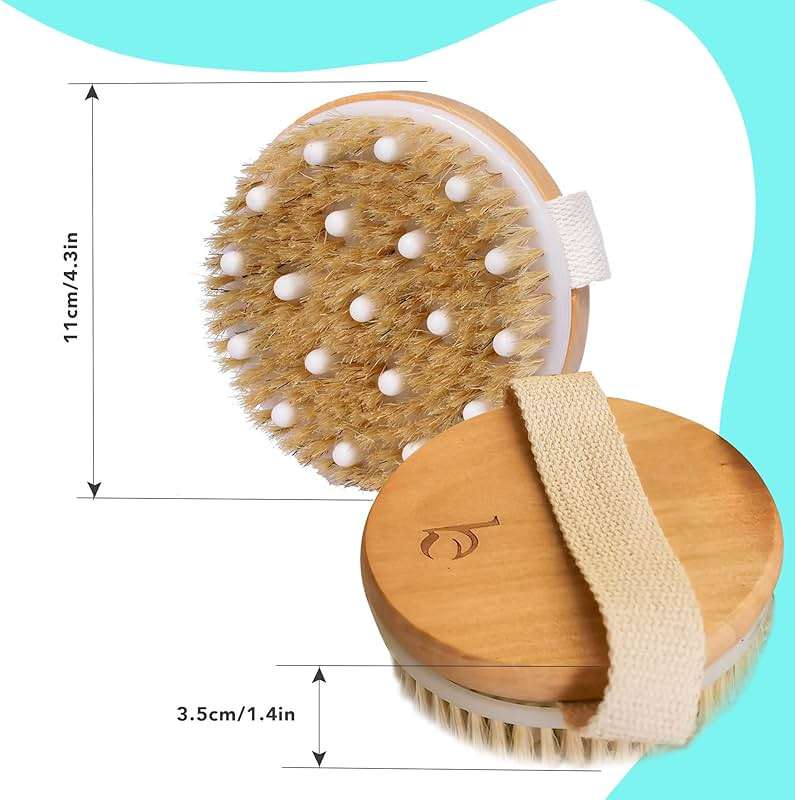Dry Brushing Body Brush for Lymphatic Drainage & Cellulite - Natural Brustles for Wet and Dry Brushing, Body Exfoliating Brush with Massage Nodes for Soft & Smooth Skin - Image 7