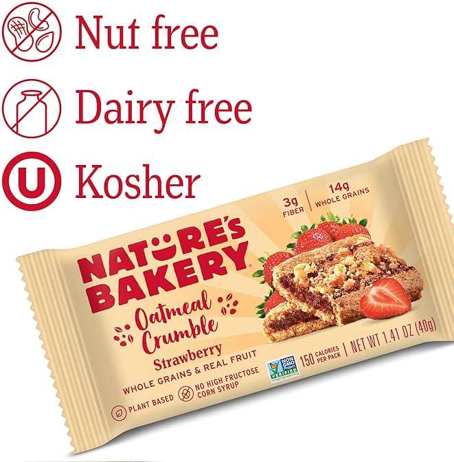 Nature’s Bakery Oatmeal Crumble Bars, Strawberry, Real Fruit, Vegan, Non-GMO, Breakfast Bar, 1 Box With 6 Bars, 6 Count - Image 4