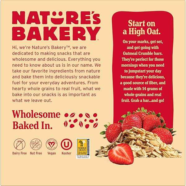 Nature’s Bakery Oatmeal Crumble Bars, Strawberry, Real Fruit, Vegan, Non-GMO, Breakfast Bar, 1 Box With 6 Bars, 6 Count - Image 7