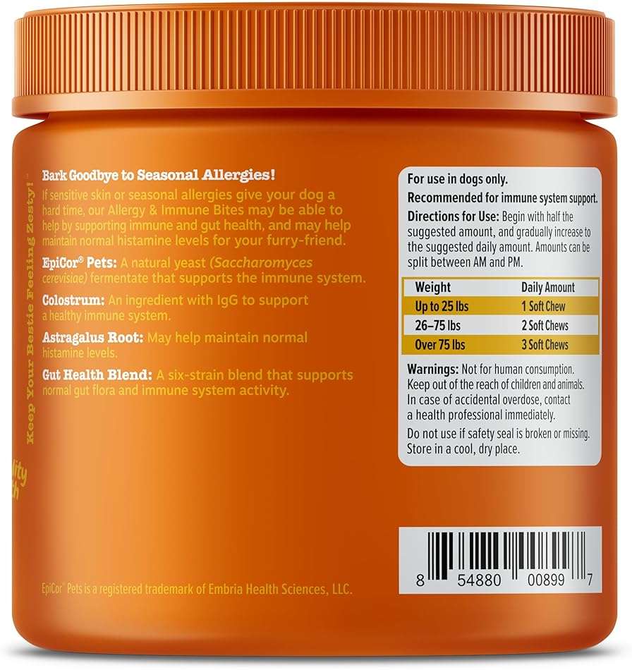 Zesty Paws Dog Allergy Relief Chews, Dog Probiotics for Itchy Skin and Ears, Salmon, 90ct - Image 7