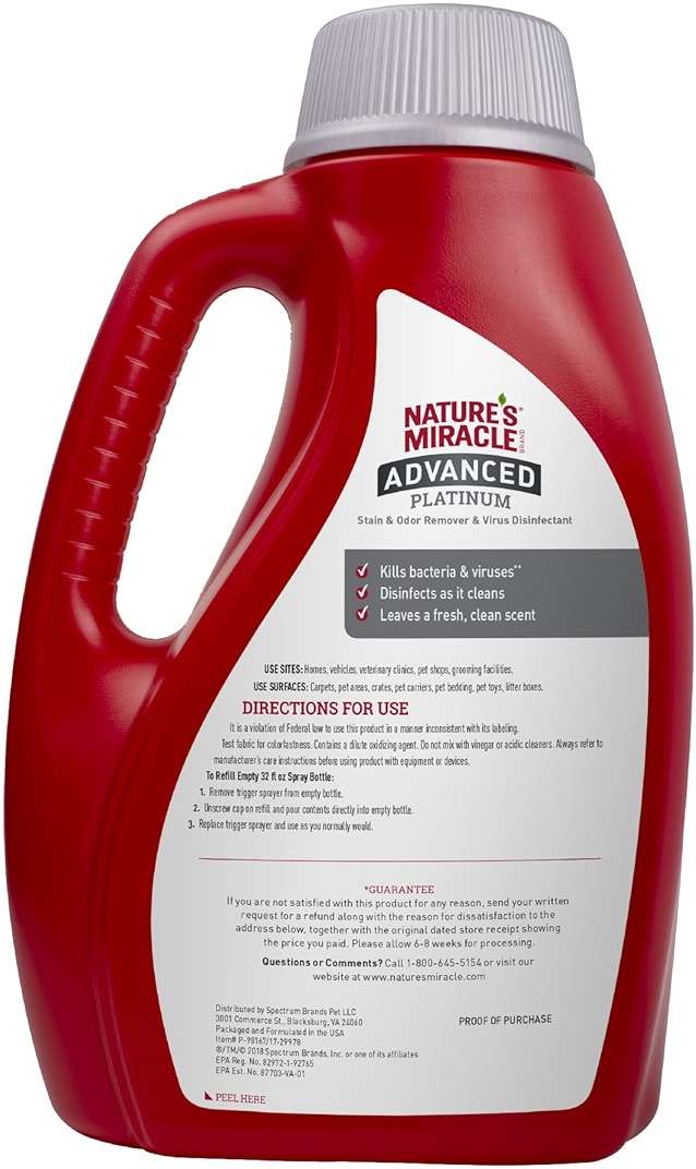 Nature's Miracle Advanced Platinum Stain & Odor Remover & Virus Disinfectant 64 Oz - Image 2