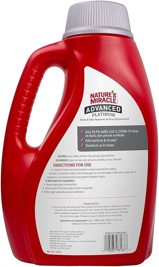 Nature's Miracle Advanced Platinum Stain & Odor Remover & Virus Disinfectant 64 Oz - Image 3