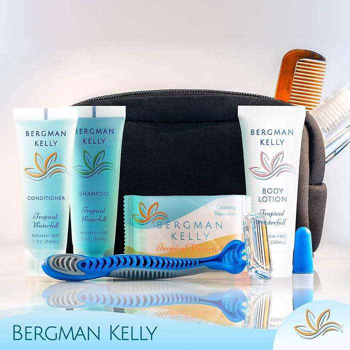 BERGMAN KELLY Hotel Toiletries Bundle (Tropical Waterfall, 1 oz each, 200 Pieces) 4-Piece Set: 50 Rectangular Bar Soap, 50 Shampoo, 50 Conditioner & 50 Body Lotion - Bulk Mini Guest Amenities - Image 7
