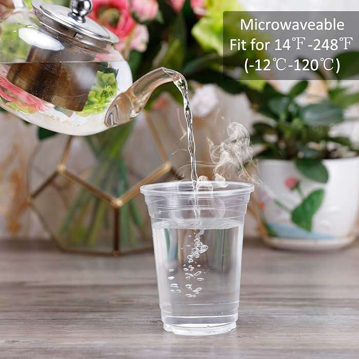 Disposable Clear Plastic Cups - 100 Pack, 14 Oz Water Cups - Image 2